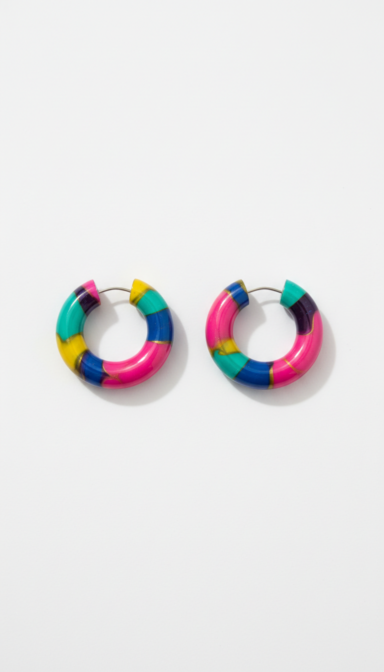 Graffiti pink acrylic hoop earrings