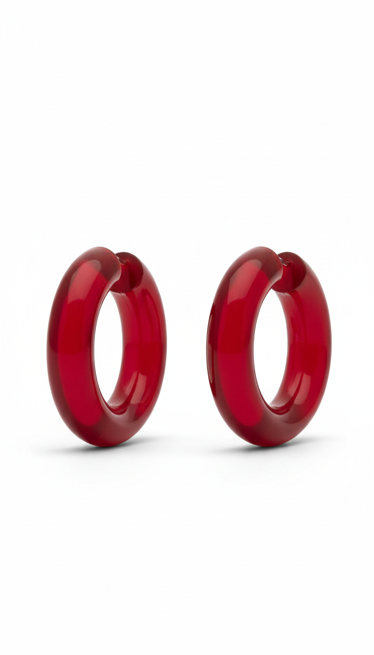 Electric Red Acrylic Hoop Earrings