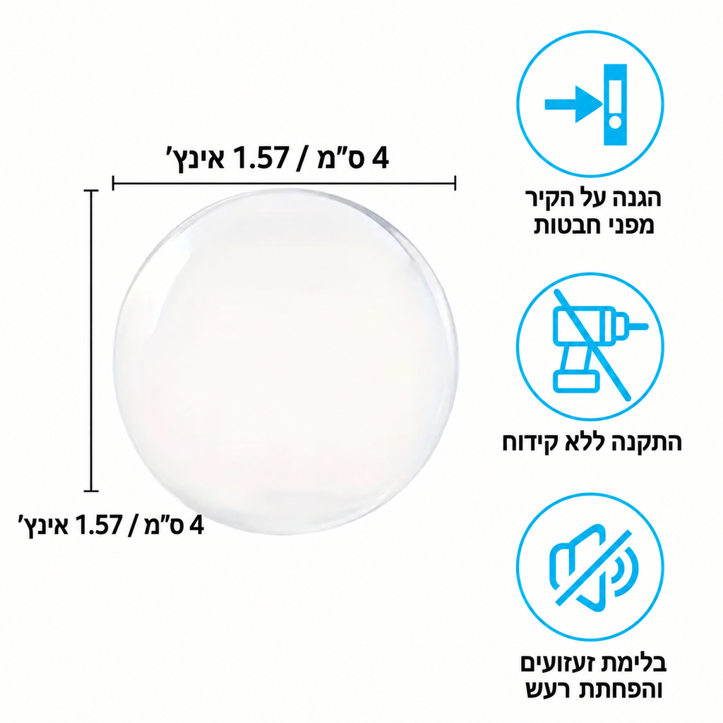 מדבקה לבלימת חבטות, להפחתת רעש ולהגנה על הקיר.