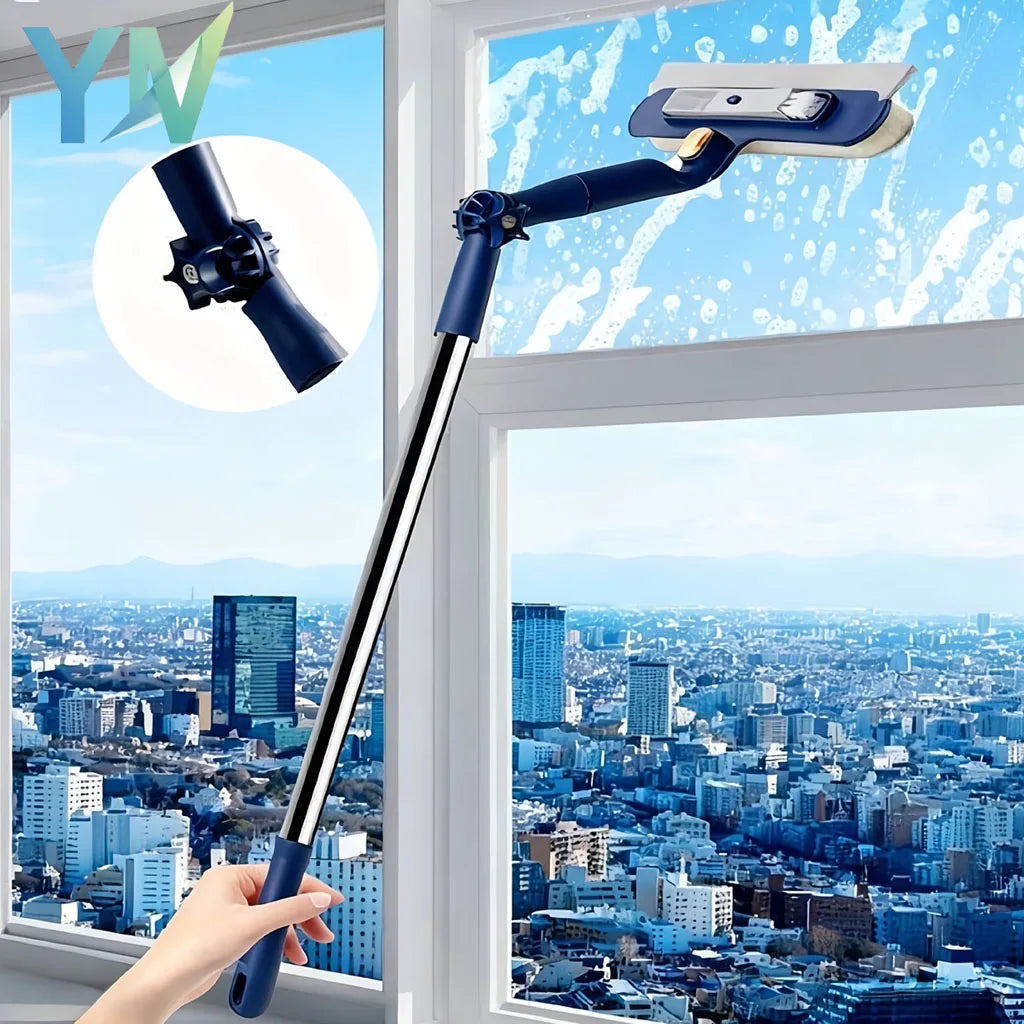 High Rise Double Sided Window Cleaner with Squeegee Magnetic Glass Scraper for Outdoor Home Use Telescopic Pole Cleaning Tool