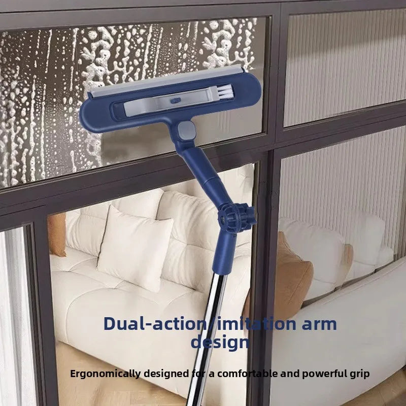 High Rise Double Sided Window Cleaner with Squeegee Magnetic Glass Scraper for Outdoor Home Use Telescopic Pole Cleaning Tool