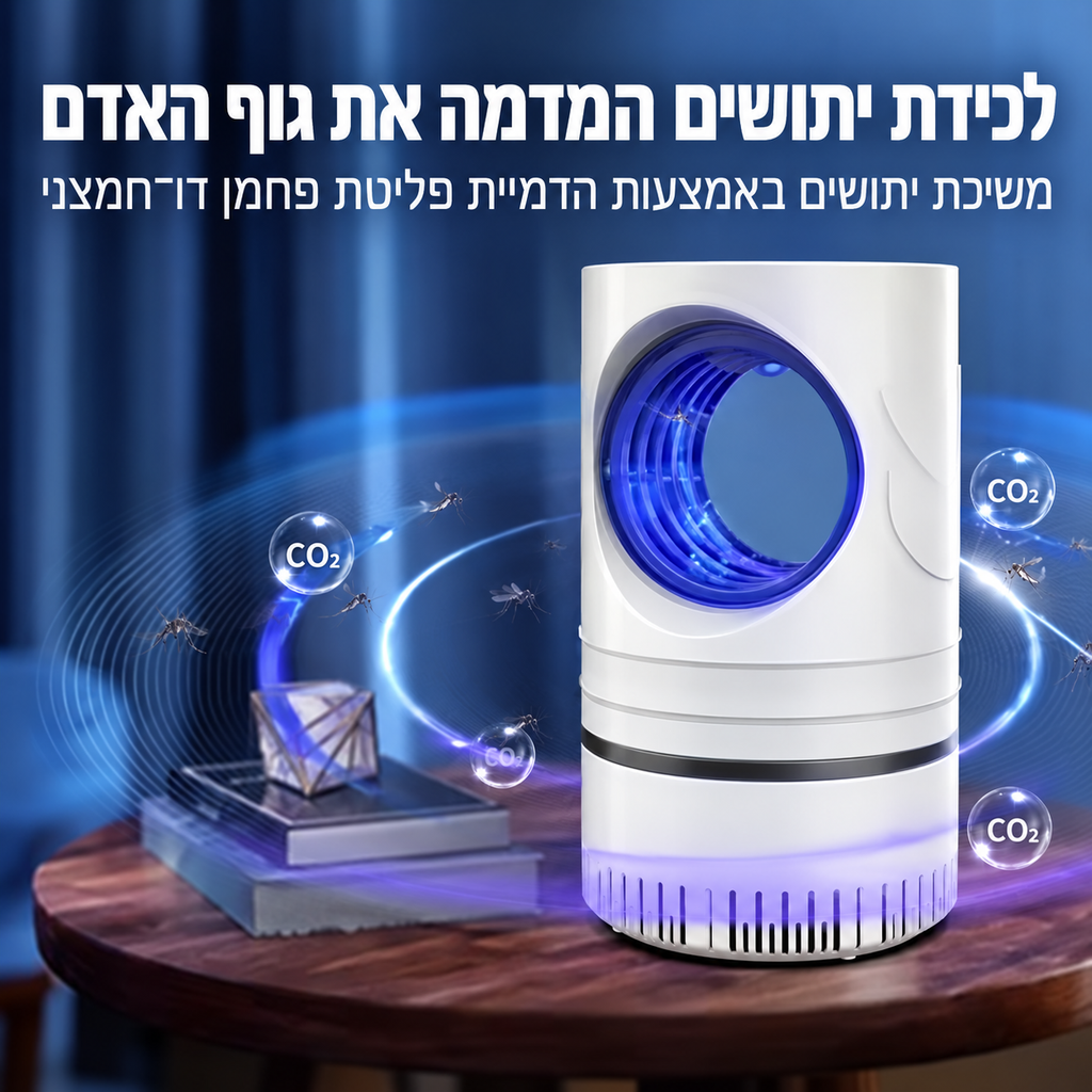 מנורת לד חשמלית ללכידת זבובים, יתושים וחרקים, עם חיבור USB ומתאם חשמל